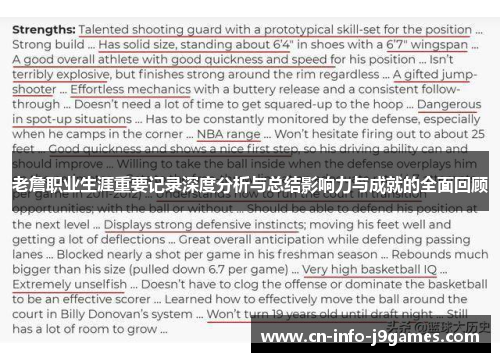 老詹职业生涯重要记录深度分析与总结影响力与成就的全面回顾