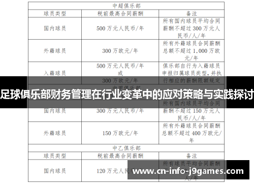 足球俱乐部财务管理在行业变革中的应对策略与实践探讨